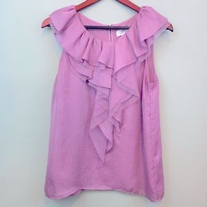 LOFT Ruffle and Zipper Detail Shell Blouse